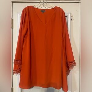 NWOT Neiman Marcus Orange Lace Sleeve Top